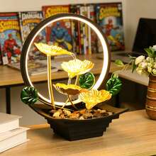 1 USB Powered Indoor Desktop Fountain Waterfall Decoration, Made Of Durable And Easy To Maintain Cast Iron, Suitable For Living Rooms, Offices/Bedrooms. A Relaxing Ornament With Soothing Water Flow Is An Ideal Holiday Creative Gift - JR134LED - View 3
