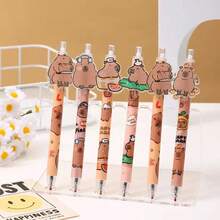 Bộ 6 bút bi hình chuột lang nước 0.5mm, màu nâu, thiết kế hoạt hình, thích hợp cho trường học, văn phòng phẩm, đồ dùng học tập sáng tạo cho học sinh, bút mực gel, viết trơn tru, khô nhanh, cầm nắm thoải mái, quà tặng lý tưởng cho học sinh, kiểu dáng ngẫu nhiên. - A - Xem 2