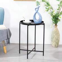 Bàn phụ tròn gấp bằng sắt đen/Bàn cà phê gấp đa năng di động/Bàn dã ngoại ngoài trời/Bàn cà phê tròn gấp gọn/Bàn nhỏ dày dặn cho phòng khách - Xem 6