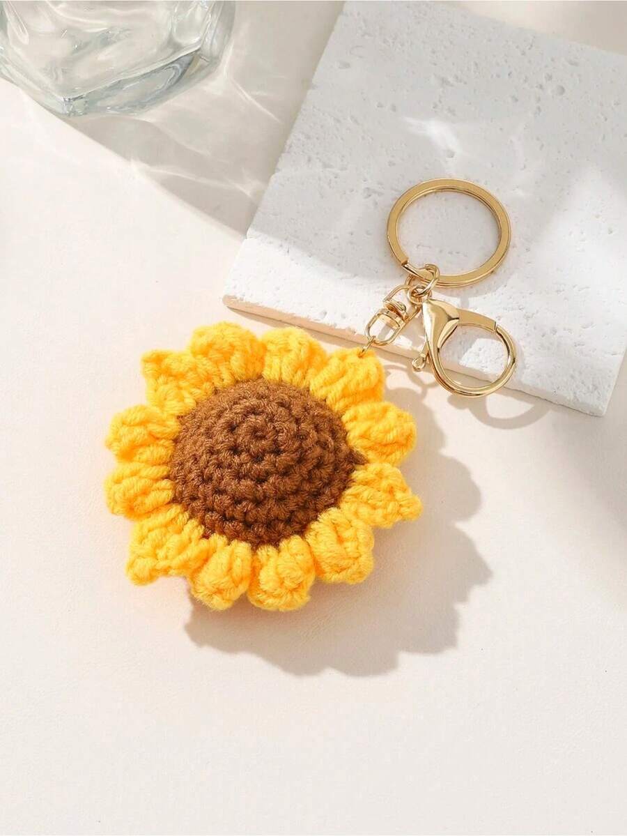 Sunflower Pendant Keychain, Suitable For Wallet, Schoolbag, Backpack And Handbag, Car Accessories Decoration - Yellow - View 1