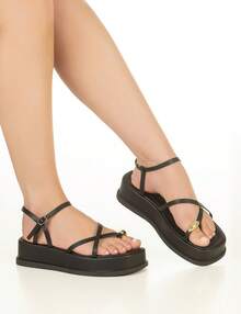 FLAT MEIA LUA Women's Flat Sandal Clogs Women's Fashion Flatform - Black - View 4