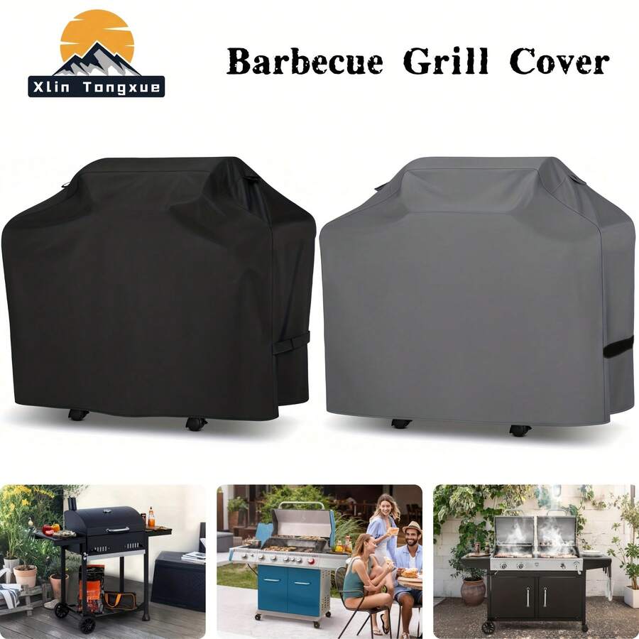Outdoor Grill Cover With Side Handles And Adjustable Design, Fully Waterproof, Dustproof, And UV-Resistant. Suitable For Char-Broil And Grill Brand Gas Grills. Made Of 420D Oxford Cloth, Available In Black And Gray Colors. - View 1