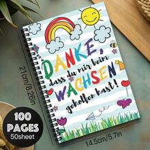 1pc German Rainbow Teacher Spiral Notebook, Office & School Supplies, Ideal Appreciation Gift For Educators, Suitable For Farewell, Graduation Or Birthday, Diary, Daily Planner - C - View 3
