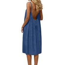 Vestido Casual sin Espalda para Mujer, Vestido de Verano sin Mangas para Playa, Vestido Holgado con Tirantes Finos y Lazo en la Espalda - Albaricoque - Ver 2