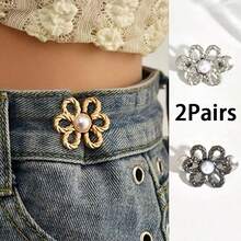 Bộ 1/2 chiếc khóa cài hình hoa có thể điều chỉnh độ co giãn ở eo, phù hợp với quần jeans, áo thun, quần tây, không cần may, dễ dàng tháo lắp. - Nhiều màu - Xem 16