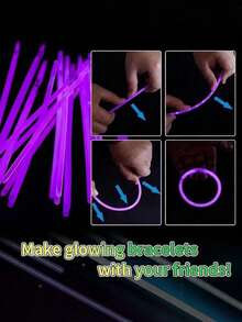 Barritas luminosas fluorescentes grandes de color púrpura 200/100/50/30/15, dispositivos de iluminación que brillan en la oscuridad para iluminación decorativa, iluminación continua de 8-12 horas, adecuadas para regalos de iluminación de fiestas, pulseras, collares, luces de neón, luces de fiesta de boda, luces LED talla grande brillantes, bares, discotecas, fútbol de la Copa del Mundo, luces nocturnas, regalos de cumpleaños perfectos para añadir un ambiente festivo a las fiestas de cumpleaños - Ver 5