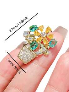 1pc Premium Anti-Glare Floral Brooch, Unique High-End Exquisite Fashion Pin, Suitable For Pairing With Women's Summer Clothing, Perfect Accessory Gift - Multicolor - View 3