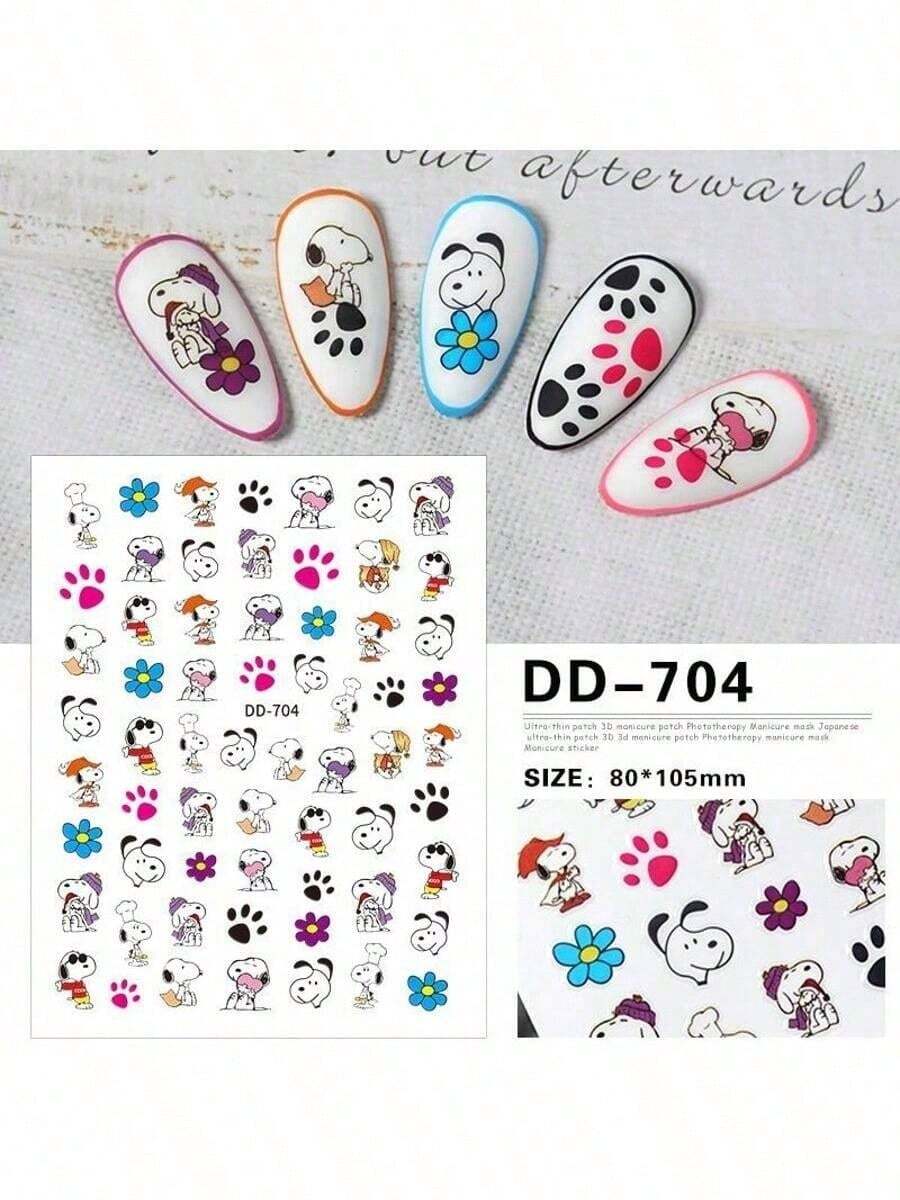 1 miếng dán móng tay tự dính hình Snoopy hoạt hình dễ thương mới, phụ kiện trang trí móng tay, quà tặng năm mới, quà tặng ngày Valentine, quà tặng lễ Phục sinh [Kiểu ngẫu nhiên] - Nhiều màu - Xem 1