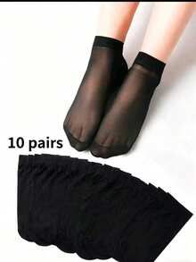 1/5/10/20/30 Pairs Women's Ultra-Thin Breathable Nylon Short Socks, Black And Nude Casual Design, Perfect For Spring And Summer - Beige - View 16