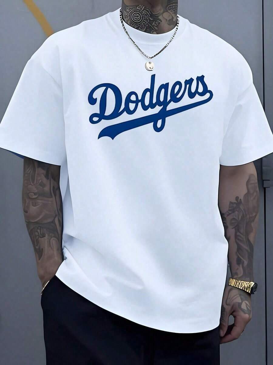 Dodgers T-Shirt With Classic Lettering In A Bold Blue Tone Representing The Spirit Of A Beloved Baseball Team, 100% Cotton And A Timeless Sportswear Option Perfect For Casual Wear. - 白色 - 查看 1