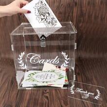 Acrylic Wedding Card Box With Silver Lock, Large Gift Card Box Suitable For Wedding Reception, Wedding, Birthday Party, Ceremony, Fundraising, Voting, Postcard, Greeting Card Box - Multicolor - View 9