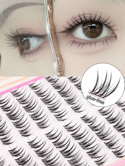 100pcs C Curl Lash Extensions, Korean Girl Group Style Fluffy Wispy False Eyelashes, Cartoon Doll-Like Lashes, Reusable Natural Segmented Lashes, Fluffy Feathery Lashes For Daily Wear, Dates, Performances, Cosplay