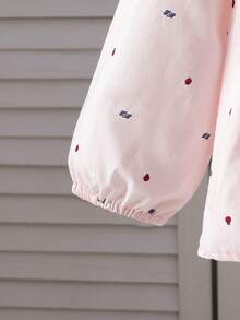 Girls' College Style Lapel Long Sleeve Thin T-Shirt, Spring - Pink - View 6
