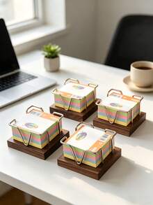 1 Wood & Aluminum Napkin Holder - Rustic Cafe Style Countertop Tissue Dispenser For Kitchen - Desktop Note Storage Box - View 12