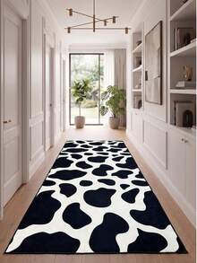 Modern Zebra Stripe Digital Print Kitchen Rug - Chic Animal Pattern Non-Slip Washable Floor Mat, Made In Turkiye 80x200 Cm, 80x300 Cm,100x200 Cm, 120x180 Cm - Black - View 3