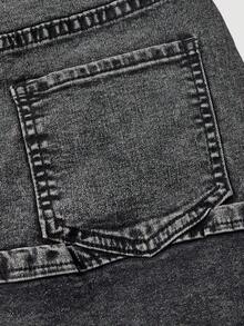 Minifalda de mezclilla lavada y desgastada de estilo casual para mujer, para el verano - Gris 2 - Ver 4