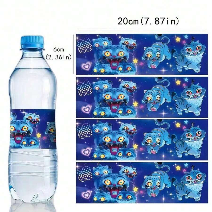 10 piezas Etiquetas adhesivas con diseño de dibujos animados de tigre azul D-Emon Hunter de K-Pop para botellas de agua, portátiles, cuadernos, regalos de fiesta, estilo aleatorio - Multicolor - Ver 1
