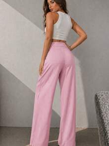 A&DD MODA, REF: AS1341-AS1400, Women's Pants, High Waist, Casual, Wide Leg, Pockets, Elegant, Sophisticated, Modern, Fashion Look, Current Style, Versatile Piece, Comfortable, High Quality, Uncomplicated Look, Women's Fashion. - 淺粉色 - 查看 7