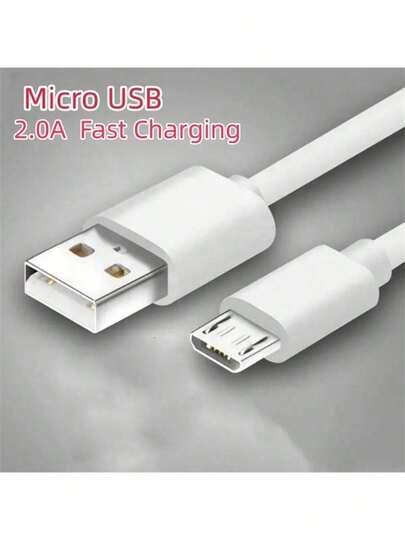 Micro USB 数据线，安卓快充线，兼容三星 Galaxy S7/S5/J3/J5/J7、HTC、Kindle、Nexus 等设备（白色）。兼容三星 Galaxy S7/HTC、安卓手机、Kindle、相机、MP3 播放器。Micro-USB 接口。