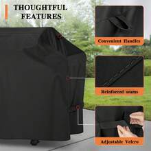 Outdoor Grill Cover With Side Handles And Adjustable Design, Fully Waterproof, Dustproof, And UV-Resistant. Suitable For Char-Broil And Grill Brand Gas Grills. Made Of 420D Oxford Cloth, Available In Black And Gray Colors. - View 5