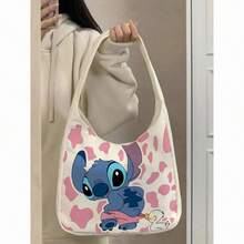 Disney 史迪奇创意斜挎包，大容量动漫包，星际宝贝图案，迪士尼单肩包，笔记本电脑包，笔记本电脑包，学生手提包，文具收纳包，女孩背包，帆布包 - 方形 - 查看 6