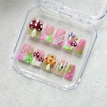 10pcs Duck Press On Nails Handmade Acrylic Nails Press Ons 3D Luxury Rhinestone Butterfly Designs Muti-Layer Gel Medium False Nails Full Cover Thicken Stick On Nails For Women Nail Art DIY - Móng tay hình vịt thủ công 52 - Xem 7