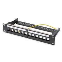 HP Painel de Conexão Modular DIGITUS - 12 Portas - Montagem em Rack 1U de 10 polegadas - Painel de Distribuição de Módulo Keystone - Blindado - Preto - Ver 2