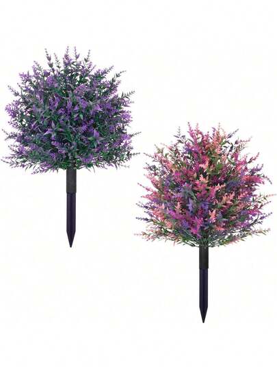 1 Bouquet Purple Lavender With Stakes Set - Realistic Artificial Lavender, Daisy, Eucalyptus Flowers, UV Resistant, Suitable For Spring/Summer Outdoor Decor, Porch, Patio, Balcony, Garden Decoration, Autumn Decor