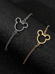Disney Vòng tay hình chuột Mickey hoạt hình rỗng kiểu Hàn Quốc mới, thời trang và dễ thương, phù hợp để đeo hàng ngày, làm quà tặng cho bạn bè, cô dâu, Ngày của Mẹ, Ngày Valentine, dự tiệc, sang trọng, lễ hội. - Vàng - Xem 1