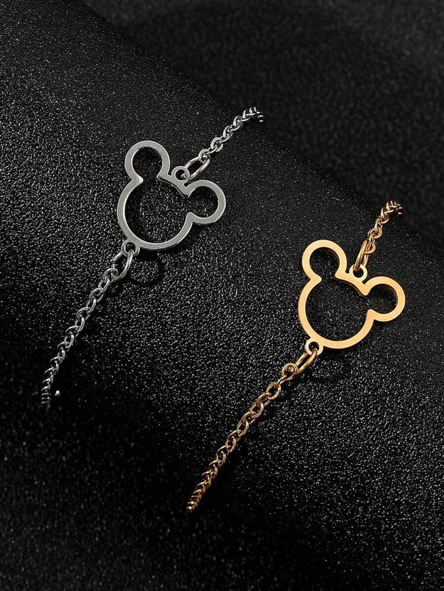 Disney Vòng tay hình chuột Mickey hoạt hình rỗng kiểu Hàn Quốc mới, thời trang và dễ thương, phù hợp để đeo hàng ngày, làm quà tặng cho bạn bè, cô dâu, Ngày của Mẹ, Ngày Valentine, dự tiệc, sang trọng, lễ hội. - Vàng - Xem 1