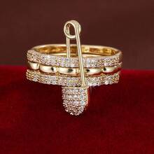 1 chiếc nhẫn nữ thời trang thiết kế lượn sóng có thể tháo rời, đính đá Cubic Zirconia. - Nhiều màu - Xem 8