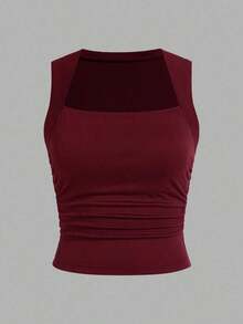 paquete de 3 Tops de tirantes para mujeres con cuello cuadrado acolchado, sin sujetador, ajuste delgado - Multicolor - Ver 5