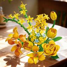 320件套家居装饰摆件DIY积木花茎套装，包含黄色百合、郁金香、玫瑰等花卉，可用于制作永生花艺术桌面摆件。 - 積木花 - 查看 6