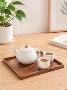 DearDali 1pc 16-Inch Rosewood Tray, Japanese Walnut-Color Square Tea Tray With Handle, Waterproof And Scratch-Resistant Dining Tray, Minimalist Ins Style, Rectangular Tray With Edging And Anti-Slip Design, Supportive Storage For Home Tea Break/Afternoon Tea Serving/Desktop Organization - View 7