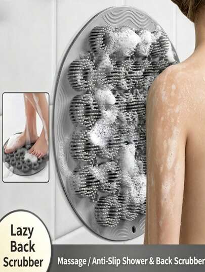 1-Piece Bathroom Shower Mat With Suction Cup, Waterproof And Stain-Resistant, For Use In The Shower/Bathroom As A Foot Mat. Made Of Silicone, It's Convenient For Lazy People To Wipe Their Backs, And Can Be Used For Bathing And Massage. The Strong Suction Cup Allows It To Adhere To Walls Or Floors As A Bathroom Decoration.