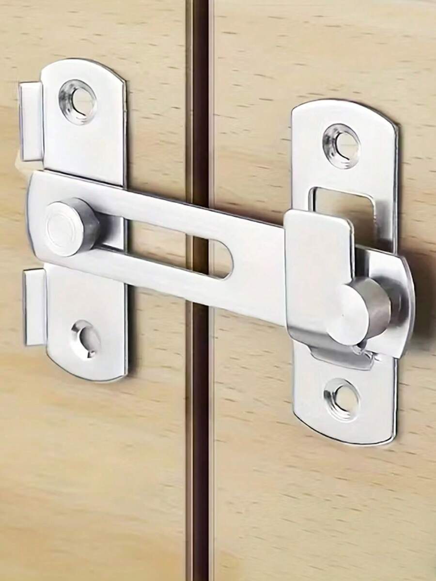 1pc Heavy Duty Security Door Lock Handle | Anti-Pry, Adjustable 90°/180° Sliding Latch | Commercial/Residential Grade Bolt Lock With Screws, Manual, Reinforced Durable Structure Suitable For Bathroom, Home