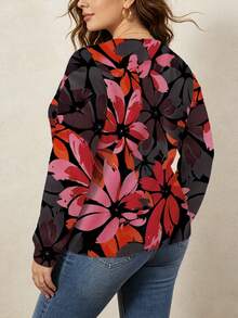 ASHKATIA Plus Size Women's Bohemian Style Vintage Ditsy Floral Knit Cardigan, Mother's Day Gift - Multicolor - View 3