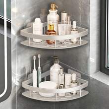 Étagère de salle de bain sans perçage, étagère d'angle de douche anti-rouille et imperméable, meuble de salle de bain mural robuste - sans perçage requis, installation facile, sans accumulation d'eau, grande capacité de stockage, convient pour la salle de bain, la cuisine, le dortoir et l'appartement, étagère de rangement pour salle de bain, accessoires de décoration de salle de bain minimaliste moderne, étagère de rangement de salle de bain à plusieurs niveaux et grande capacité, accessoires de salle de bain durables - Multicolore - Voir 4