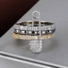 1 chiếc nhẫn nữ thời trang thiết kế lượn sóng có thể tháo rời, đính đá Cubic Zirconia. - Nhiều màu - Xem 14