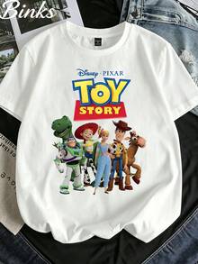 Disney  Toy Story T-Shirt, Buzz Woody And Friends Crewneck Tee - trắng - Xem 2