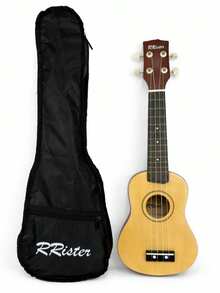 Ukulele Acústico Soprano Rrister Iniciante Profissional Com Afinador Capa E Palheta - Marrom - Visão 1