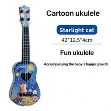 Ukulele Infantil Miniatura de Desenho Animado, Instrumento Musical Iniciante para Crianças Pequenas, Ukulele de Gato de Desenho Animado, Violão Infantil Realista com Trevo de Quatro Folhas e Coração, Brinquedo Musical Interativo Pais-Filhos, Instrumento Musical de Educação Infantil Pré-Escolar, Adequado para Meninos e Meninas de 2 a 6 Anos - Multicolorido - Visão 16