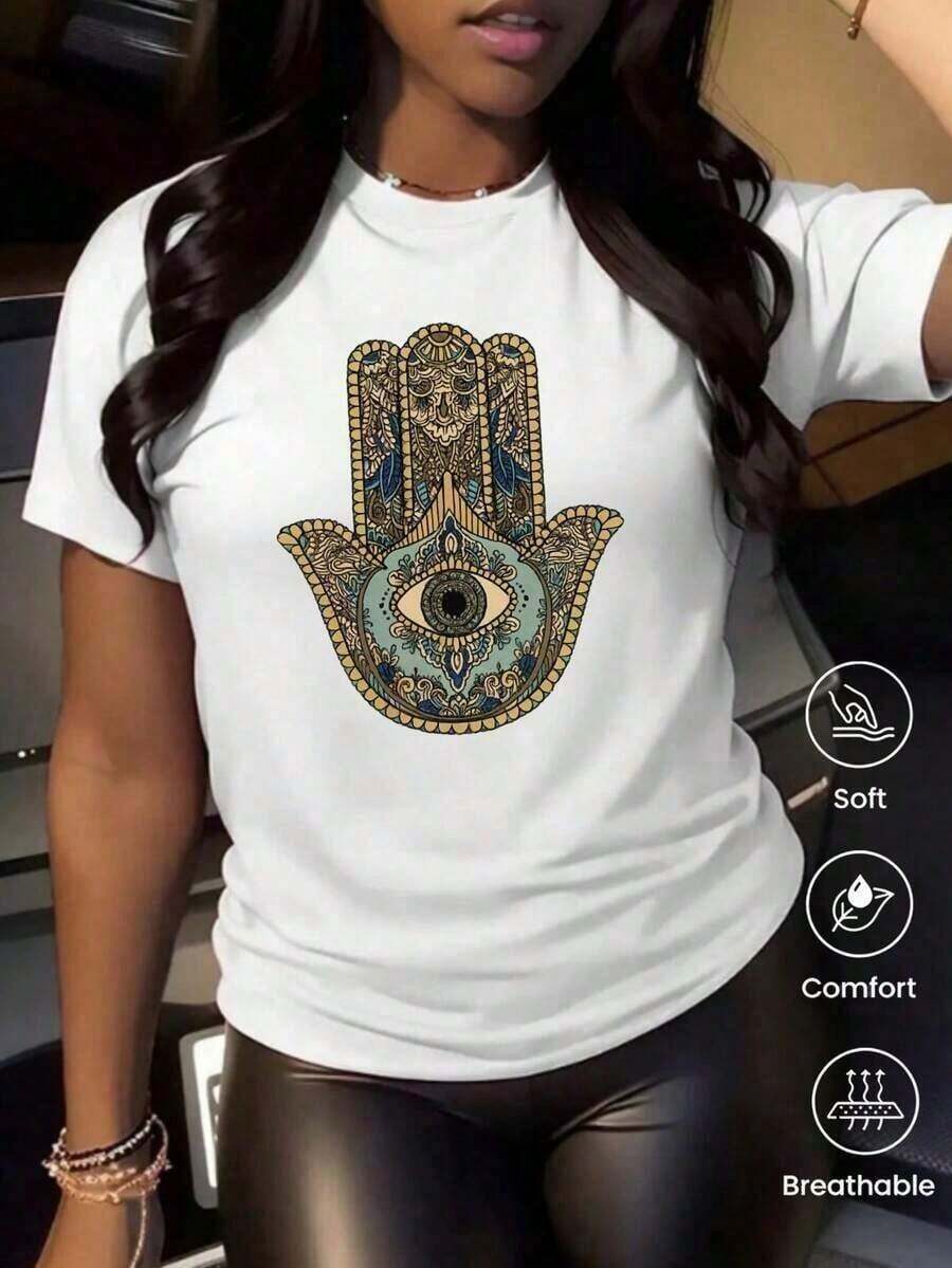 Camiseta de Manga Corta Unisex con Estampado de Dibujos Animados, Estilo Casual, Para Primavera y Verano - Blanco - View 1