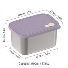 304 Stainless Steel Food Container, Stackable Refrigerator Sealed Fresh-Keeping Box, Fruit And Vegetable Meat Storage Box With Lid, Large Capacity Food Preservation Box, Suitable For Kitchen Food Storage And Organization - Multicolor - View 26