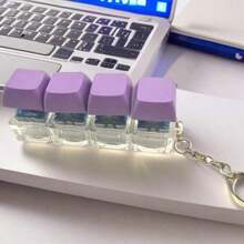 1pc 4-Key Keyboard Keychain Stress Relief Toy, Finger Keyboard Toy, Multiple Colors Available, Tension/Pressure, Unisex Keycap Keychain Pendant Decoration - 黑色 - 查看 11