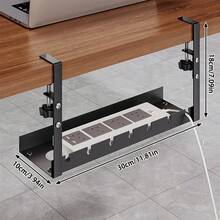 Drill-Free Desktop Cable Management Tray, Home Storage Organizer - Suitable For Organizing Wires, Power Strip Brackets, And Equipped With Cable Ties And Mounting Clips. Wall-Mounted Hidden Cable Channel Rack, Adjustable Length Cable Shelf, Desktop Organizer Storage Rack, Router And Data Cable Bracket, Cable Management Box. Perfect For Home, Office, Desk, Bedroom And Living Room Use. - Black - View 11