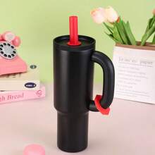 Vaso Térmico 40oz con Asa, Acero Inoxidable 304, Aislamiento y Pajita Incluida, Elegante Taza de Café, Ideal para Uso Diario, Viajes y Oficina, Reutilizable y Duradero - Negro - Ver 11