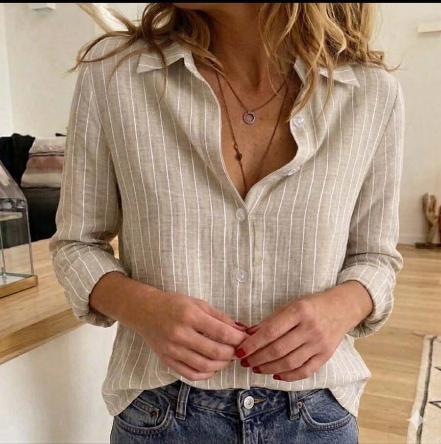 Women's Shirt In Premium Duna Fabric – Effortless Elegance! - 裸體 - 查看 1