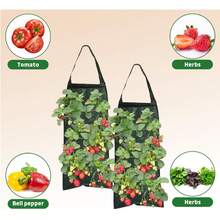 2 bolsas colgantes para plantar fresas, bolsas de plantación montadas en la pared, bolsas colgantes de plantación de fresas con múltiples agujeros para balcón y patio, transpirables, permeables al agua, duraderas y reutilizables - Multicolor - Ver 7