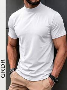 GRDR Men's Casual Solid Color Short Sleeve T-Shirt, Summer - White - View 1